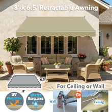 Load image into Gallery viewer, 8' x 6.5' Manual Retractable Awning | DIY Patio & Balcony Sunshade