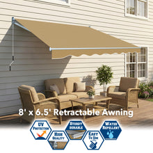 Load image into Gallery viewer, 8' x 6.5' Manual Retractable Awning | DIY Patio & Balcony Sunshade