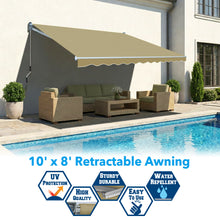 Load image into Gallery viewer, 10' x 8' Manual Retractable Awning | Heavy-Duty Window & Door Canopy