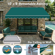 Load image into Gallery viewer, 10' x 8' Manual Retractable Awning | Heavy-Duty Window & Door Canopy