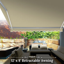 Load image into Gallery viewer, 12' x 8' Manual Retractable Patio Awning | Classic DIY Sun Shelter