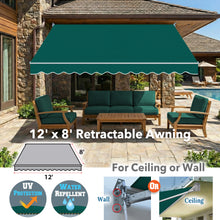 Load image into Gallery viewer, 12' x 8' Manual Retractable Patio Awning | Classic DIY Sun Shelter