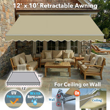 Load image into Gallery viewer, 12' x 10' Manual Retractable Deck Awning | Extra-Deep Projection Canopy