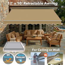 Load image into Gallery viewer, 12' x 10' Manual Retractable Deck Awning | Extra-Deep Projection Canopy