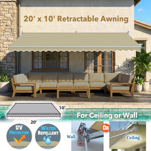 Load image into Gallery viewer, 20' x 10' Large Manual Retractable Patio Awning | Commercial Grade Heavy-Duty Shade