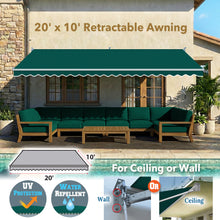 Load image into Gallery viewer, 20' x 10' Large Manual Retractable Patio Awning | Commercial Grade Heavy-Duty Shade