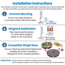 Load image into Gallery viewer, BIG ROMA 11.5' Sunbrella® Fabric Solar LED lights Cantilever Umbrella