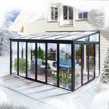 Load image into Gallery viewer, Modern Sunroom with Polycarbonate Roof and Tempered Glass Walls ( Gray color )