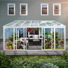 Load image into Gallery viewer, Modern Sunroom with Polycarbonate Roof and Tempered Glass Walls ( white color )