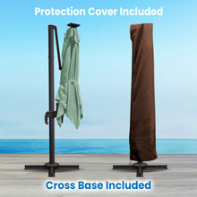 Load image into Gallery viewer, Deluxe 8' x 8' Sunbrella® Fabric Solar LED Cantilever Umbrella