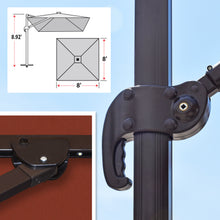 Load image into Gallery viewer, Deluxe 8' x 8' Sunbrella® Fabric Solar LED Cantilever Umbrella