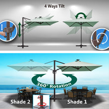 Load image into Gallery viewer, Deluxe 8' x 8' Sunbrella® Fabric Solar LED Cantilever Umbrella