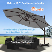 Load image into Gallery viewer, Deluxe 11.5' Sunbrella® Fabric Solar LED Cantilever Umbrella