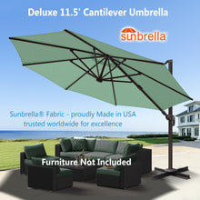 Load image into Gallery viewer, Deluxe 11.5' Sunbrella® Fabric Solar LED Cantilever Umbrella