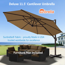 Load image into Gallery viewer, Deluxe 11.5' Sunbrella® Fabric Solar LED Cantilever Umbrella