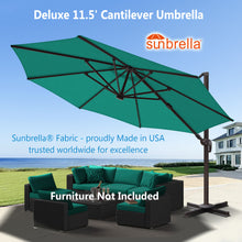 Load image into Gallery viewer, Deluxe 11.5' Sunbrella® Fabric Solar LED Cantilever Umbrella