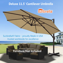 Load image into Gallery viewer, Deluxe 11.5' Sunbrella® Fabric Solar LED Cantilever Umbrella