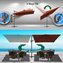 Load image into Gallery viewer, Deluxe 10' x 10' Sunbrella® Fabric Solar LED Cantilever Umbrella