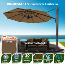 Load image into Gallery viewer, Big Roma Cantilever Umbrella with Sunbrella Fabric in Outdoor Patio
