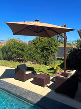 Load image into Gallery viewer, Deluxe 8' x 8' Sunbrella® Fabric Solar LED Cantilever Umbrella