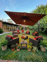 Load image into Gallery viewer, Deluxe 10' x 10' Sunbrella® Fabric Solar LED Cantilever Umbrella