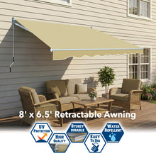 Load image into Gallery viewer, 8' x 6.5' Manual Retractable Awning | DIY Patio &amp; Balcony Sunshade
