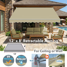 Load image into Gallery viewer, 12' x 8' Manual Retractable Patio Awning | Classic DIY Sun Shelter
