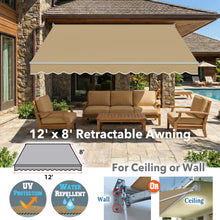Load image into Gallery viewer, 12' x 8' Manual Retractable Patio Awning | Classic DIY Sun Shelter

