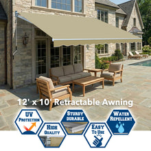 Load image into Gallery viewer, 12' x 10' Manual Retractable Deck Awning | Extra-Deep Projection Canopy
