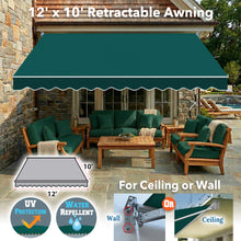 Load image into Gallery viewer, 12' x 10' Manual Retractable Deck Awning | Extra-Deep Projection Canopy
