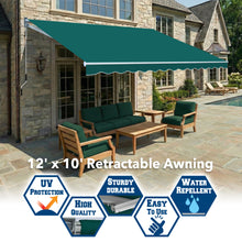 Load image into Gallery viewer, 12' x 10' Manual Retractable Deck Awning | Extra-Deep Projection Canopy
