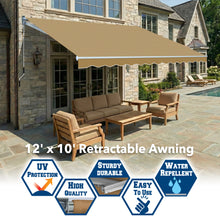 Load image into Gallery viewer, 12' x 10' Manual Retractable Deck Awning | Extra-Deep Projection Canopy
