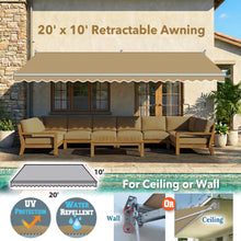 Load image into Gallery viewer, 20' x 10' Large Manual Retractable Patio Awning | Commercial Grade Heavy-Duty Shade
