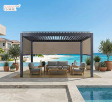 Load image into Gallery viewer, 13' x 10' Premium Heavy-Duty Louvered Pergola - Tailored Design with 3-Sided Zip Blinds &amp; LED

