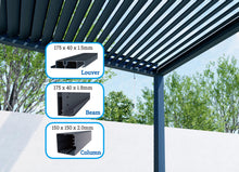 Load image into Gallery viewer, 13' x 10' Premium Heavy-Duty Louvered Pergola - Tailored Design with 3-Sided Zip Blinds &amp; LED
