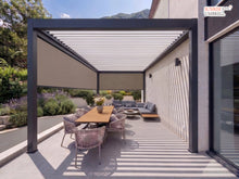 Load image into Gallery viewer, 13' x 10' Premium Heavy-Duty Louvered Pergola - Tailored Design with 3-Sided Zip Blinds &amp; LED
