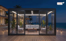 Load image into Gallery viewer, The Solara 4m x 3m Sunroom - Louvered Pergola with Sliding Glass Doors &amp; Built-in LED
