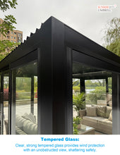 Load image into Gallery viewer, The Solara 4m x 3m Sunroom - Louvered Pergola with Sliding Glass Doors &amp; Built-in LED
