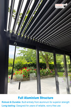 Load image into Gallery viewer, The Solara 4m x 3m Sunroom - Louvered Pergola with Sliding Glass Doors &amp; Built-in LED
