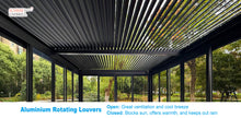 Load image into Gallery viewer, The Solara 4m x 3m Sunroom - Louvered Pergola with Sliding Glass Doors &amp; Built-in LED
