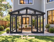 Load image into Gallery viewer, The Apex Custom Sunroom | 13’ x 10’ Gable Enclosure | Grey Color
