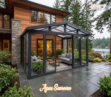 Load image into Gallery viewer, The Apex Custom Sunroom | 13’ x 10’ Gable Enclosure | Grey Color
