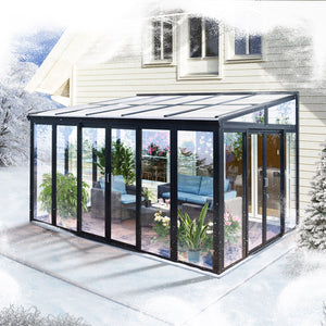 Modern Sunroom with Polycarbonate Roof and Tempered Glass Walls ( Gray color )