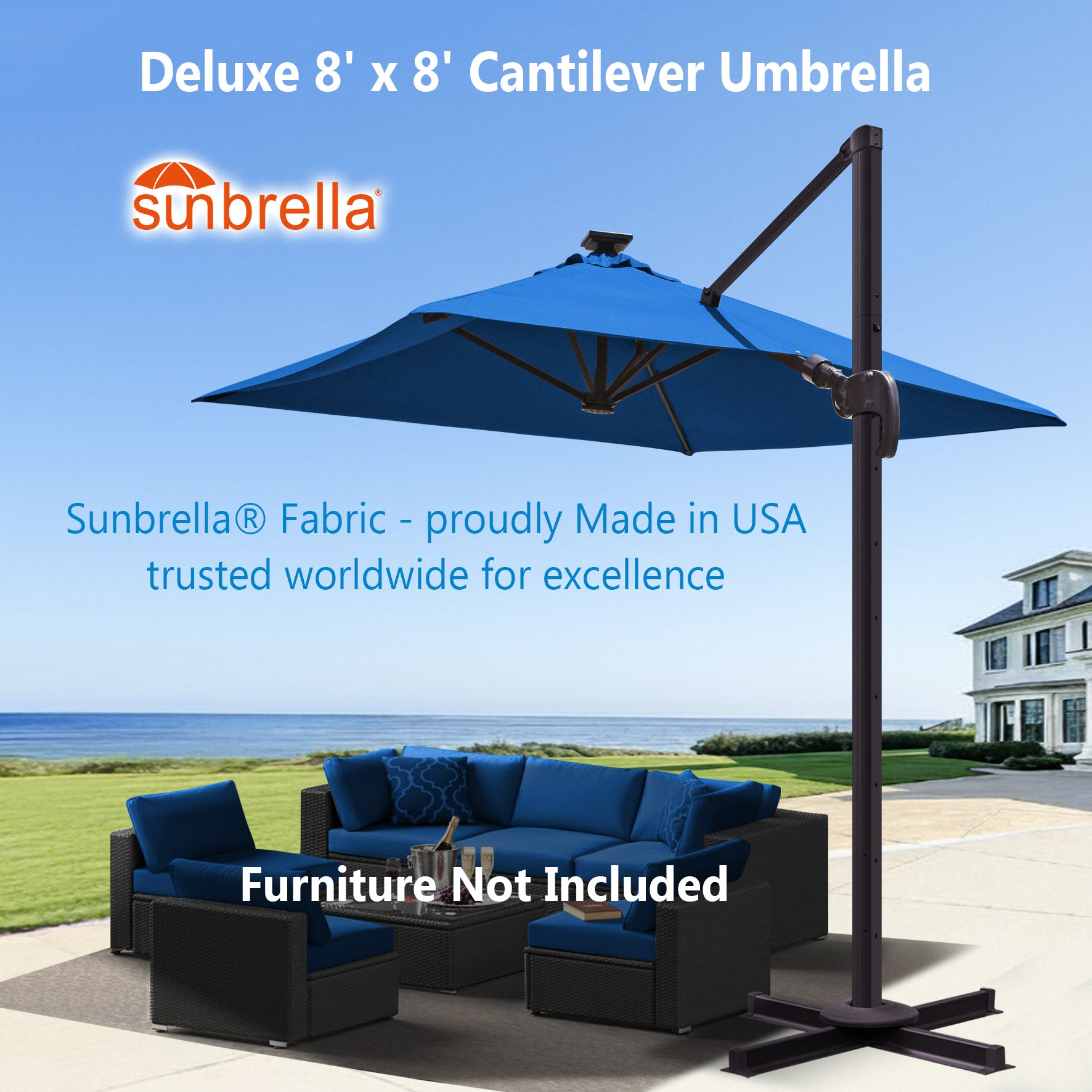 8 cantilever patio umbrella Deluxe Cantilever Umbrella – Sunbrella® Fabric Outdoor Umbrella – Sunrise Umbrella