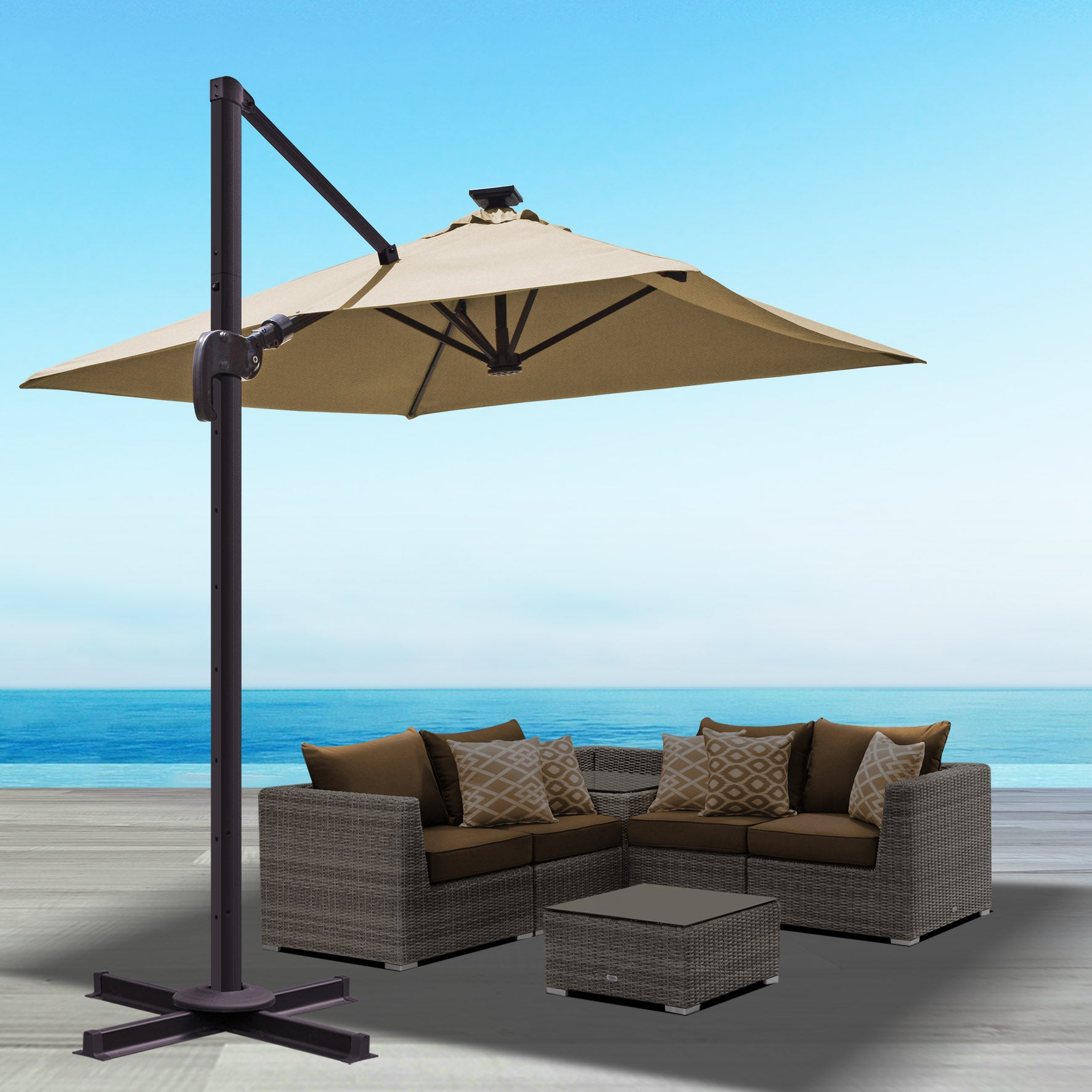 cantilever patio umbrella sunbrella Deluxe Cantilever Umbrella – Sunbrella® Fabric Outdoor Umbrella – Sunrise Umbrella