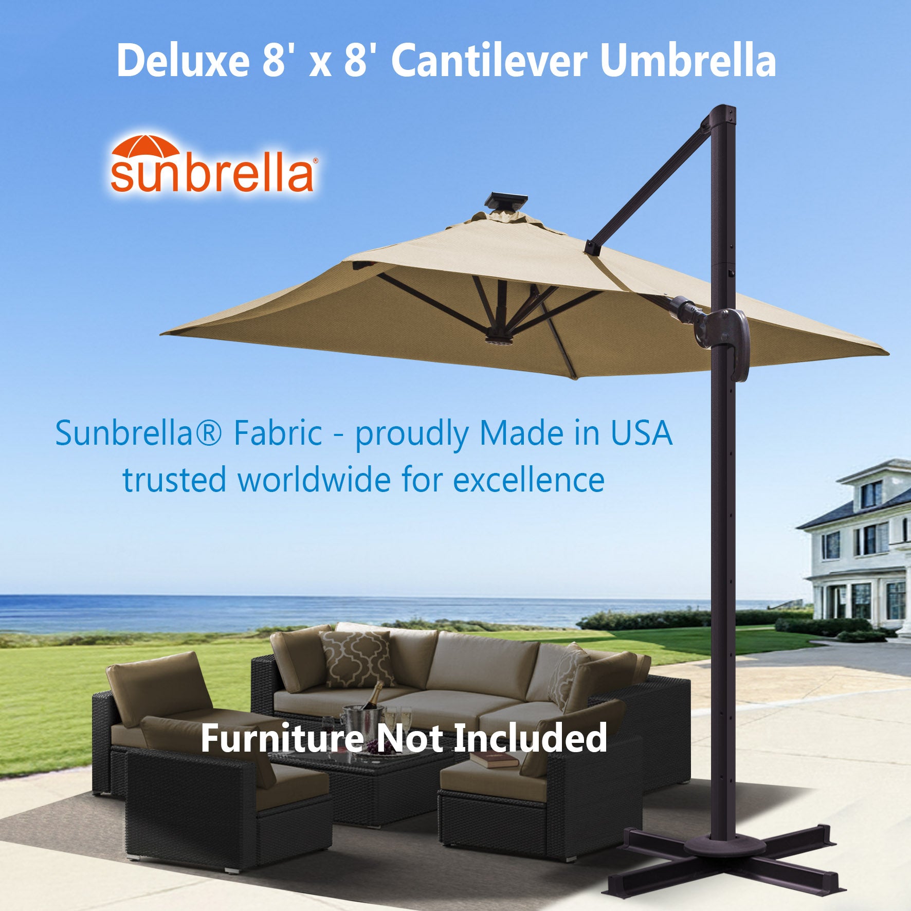 8 ft sunbrella patio umbrella Deluxe Cantilever Umbrella – Sunbrella® Fabric Outdoor Umbrella – Sunrise Umbrella
