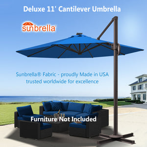 Deluxe 11' Solar LED Cantilever Umbrella