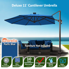 Load image into Gallery viewer, Deluxe 11&#39; Solar LED Cantilever Umbrella
