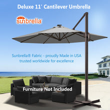 Load image into Gallery viewer, Deluxe 11&#39; Solar LED Cantilever Umbrella
