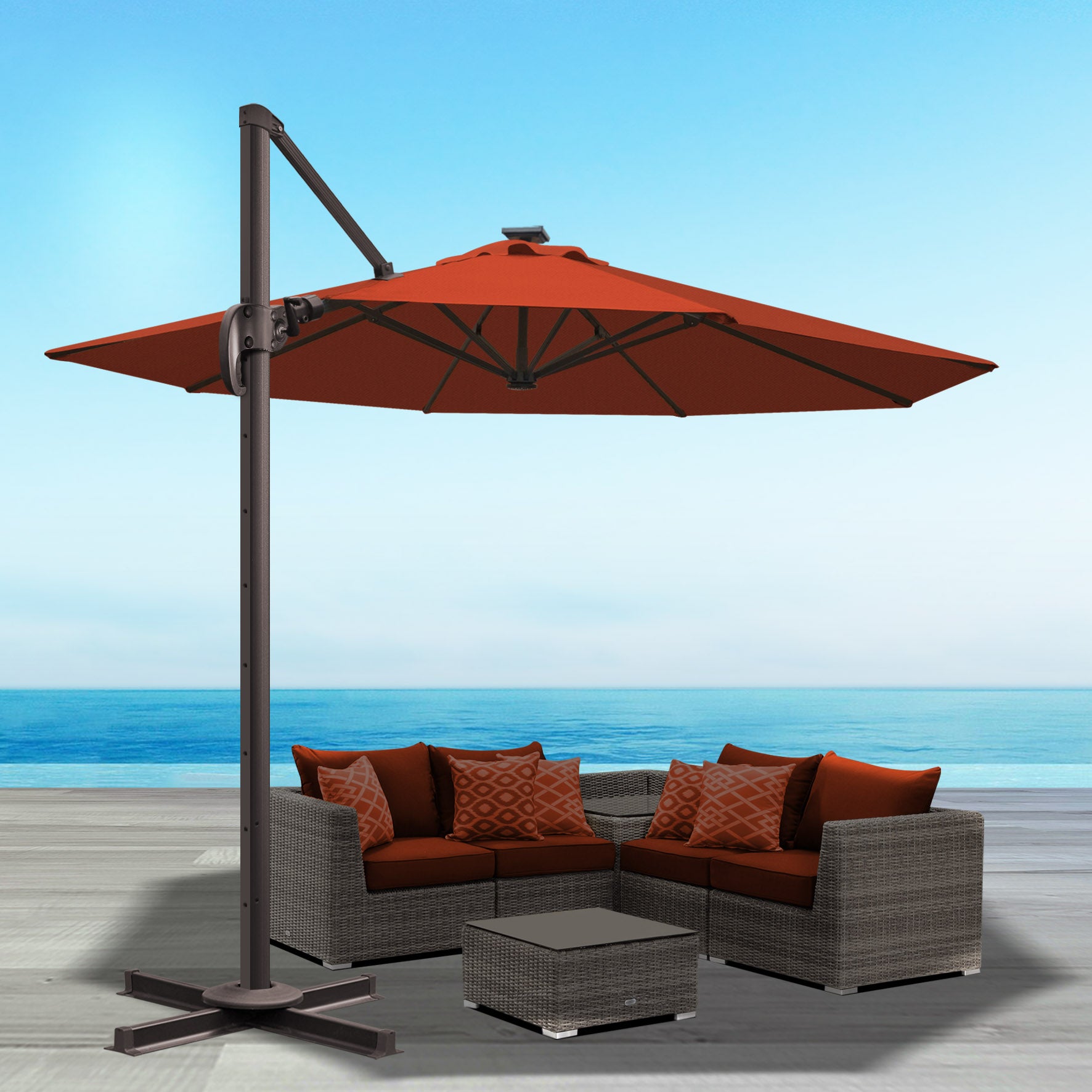 Deluxe Cantilever Umbrella Sunbrella Fabric Outdoor Umbrella Sunrise Umbrella Deluxe Cantilever Umbrella Sunbrella Fabric Outdoor Umbrella Sunrise Umbrella